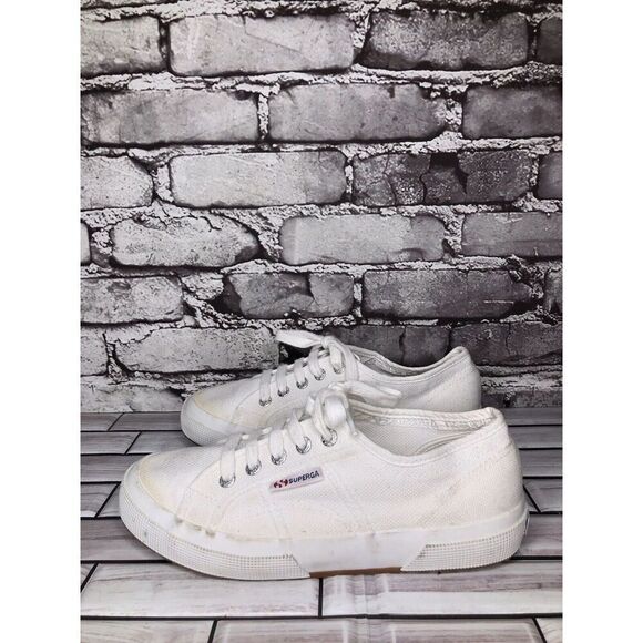 Superga White Canvas Fabric Lace Up Causal Sneakers Shoes Women sz 38EU/7.5M US - Picture 12 of 16